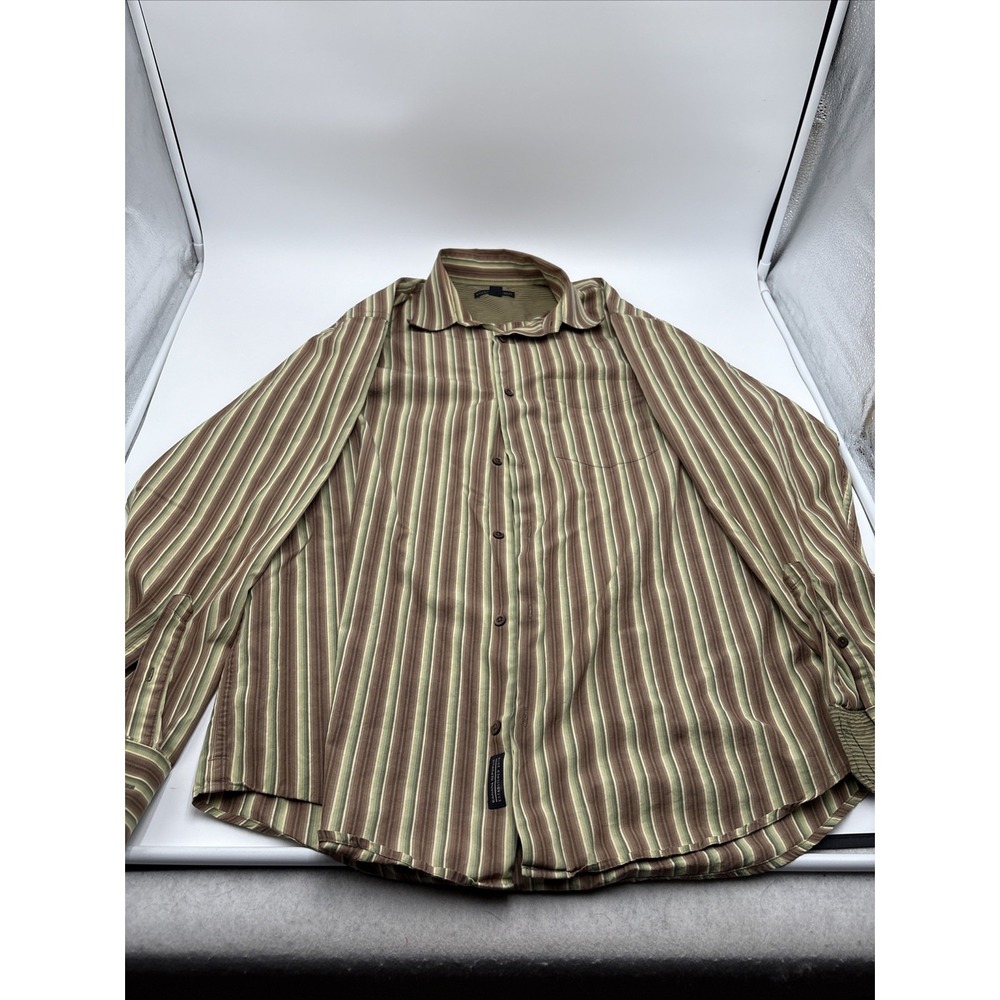 Banana Republic Men's Long Sleeve Button Up Shirt Size Large Brown Stripes